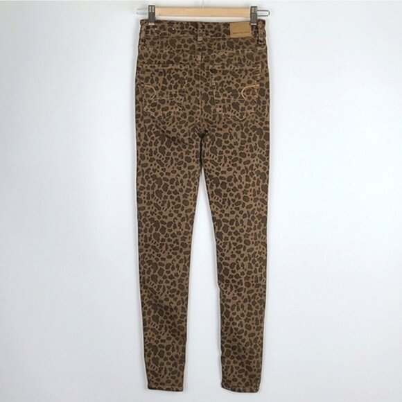 AEO Next Level Stretch Super Hi-Rise Jegging Two Tone Brown Animal Print Size 0 - Picture 3 of 15